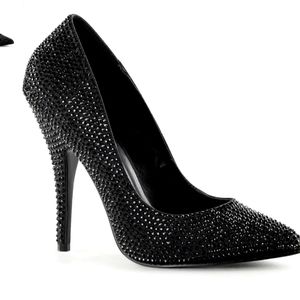 Pleaser black rhinestone pumps